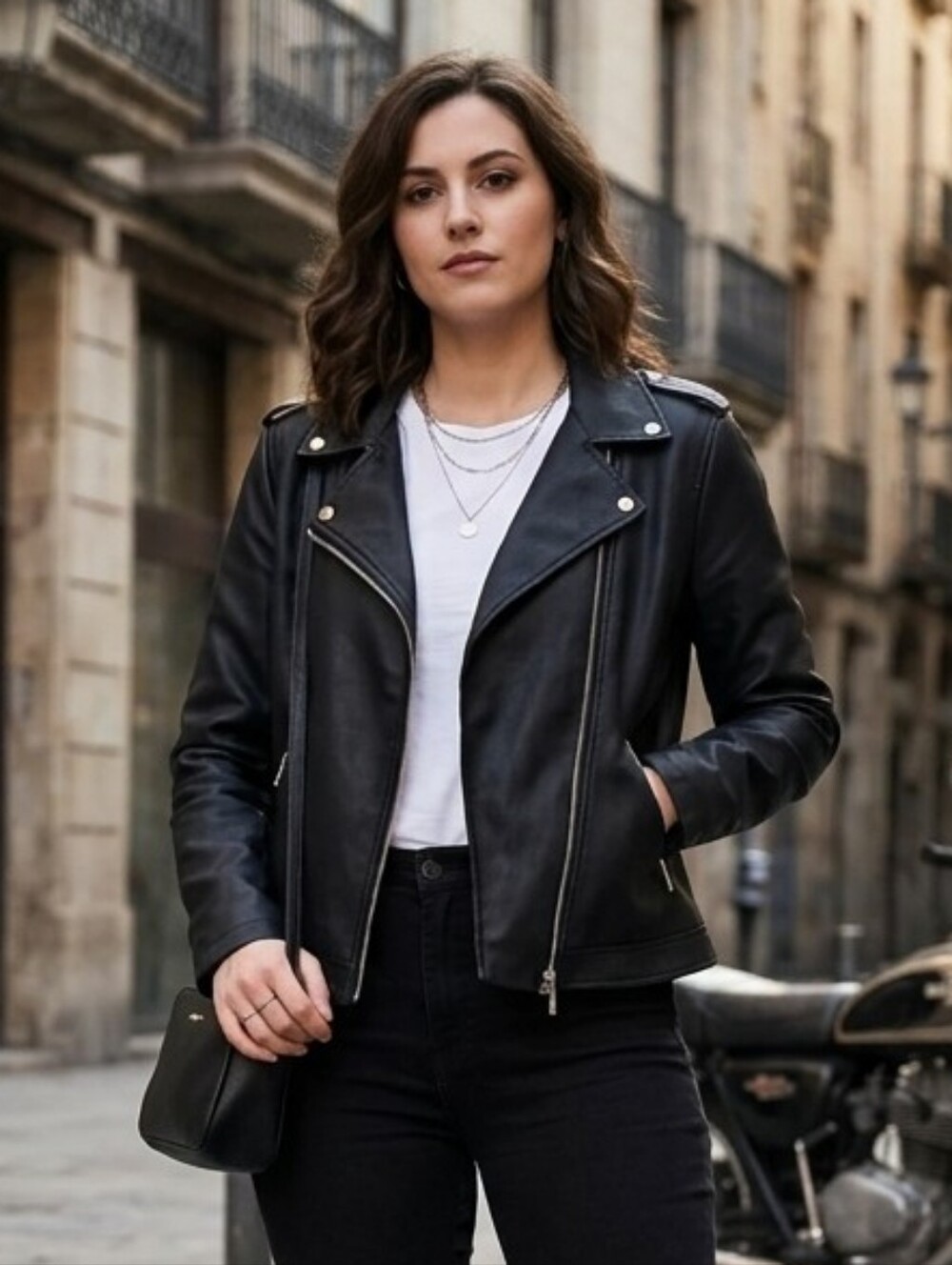 Friends Like These Black Faux Leather Moto Jacket US 12